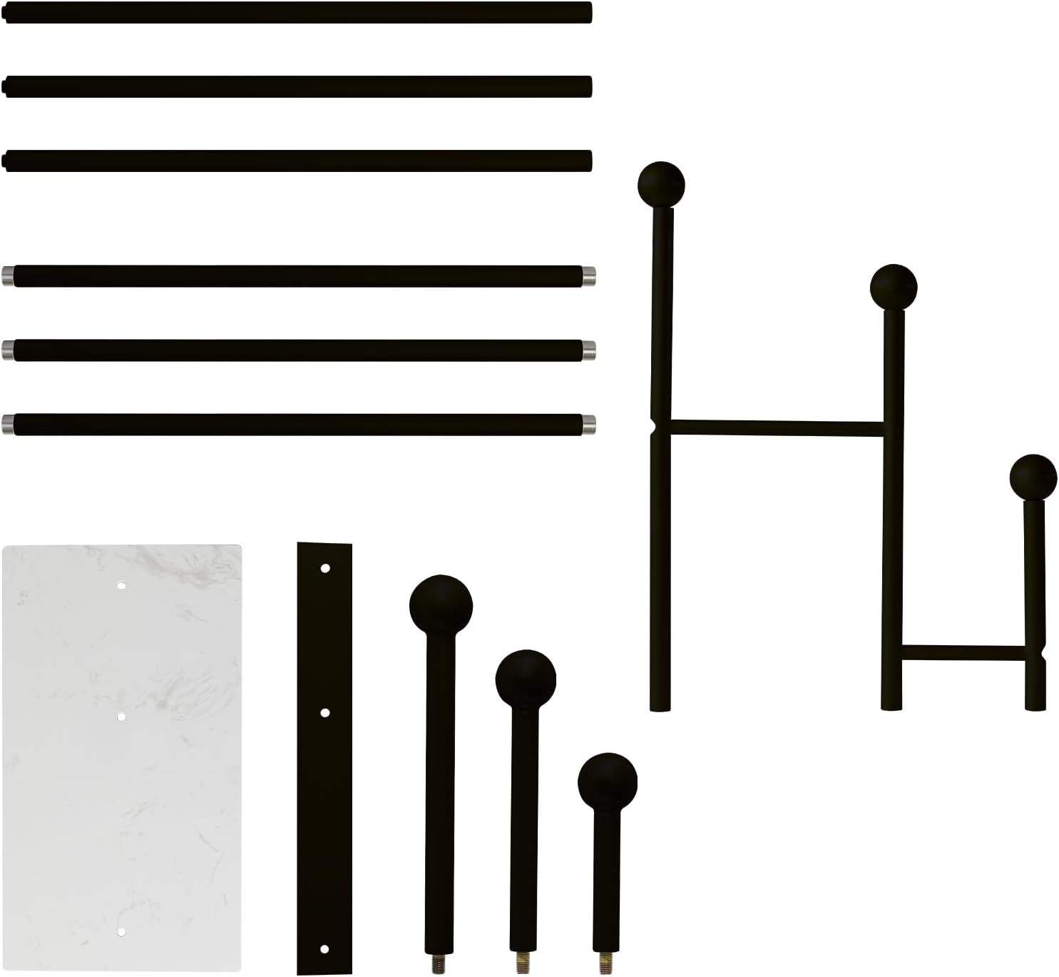 Standing Coat Rack with Marble Base Heavy Duty Clothes Hanger Rack Metal Coat Tree for Clothes Hats Scarfs Purses 19.69 x 11.02 x 68.9 Inches (Black) - Image 6