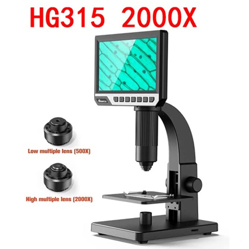 Microscope 7'' LCD Digital Microscope Biological Microscopes with 2000X Microbial Lens 12MP USB Electronic Industrial Magnifier(2000X)