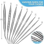 Aeelike Knitting Needles Set, 9 Pieces Stainless Steel Circular Knitting Needles, 16 Inch Long, Silver, Ideal for Beginners and DIY Projects