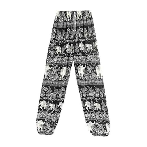 Aiweijia Women's Elephant Print Harem Trousers Loose Yoga Lantern Pants for Fitness Training Gym Dance Workout Running Black Cover