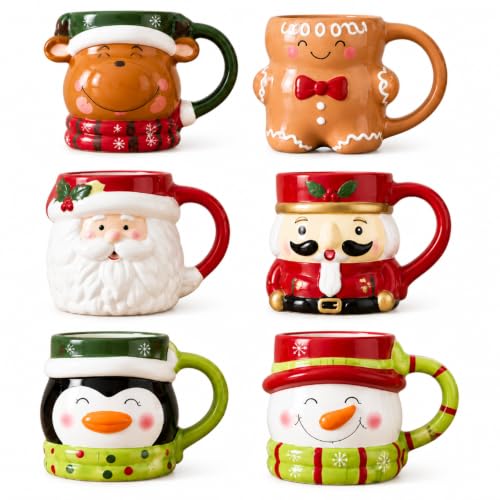 Suclain Christmas Coffee Mugs Set of 6, 12oz 15oz...