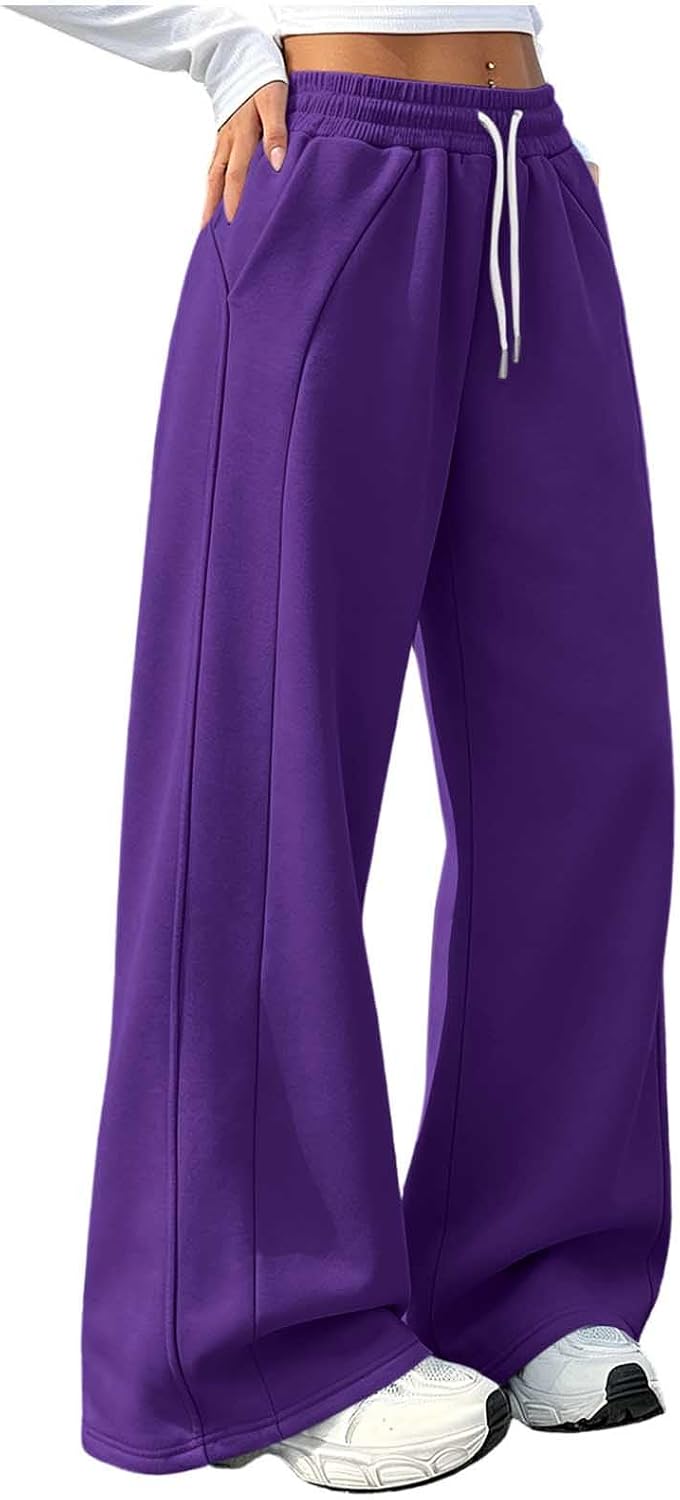 Womens Wide Leg Sweatpants High Waist Lounge Pants with Pockets