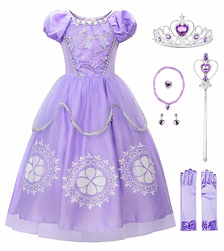 JerrisApparel Robe Princesse Aurora – Tulle Élégant Pour Fille – Cheville Avec Accessoires – Idéal Pour Fête, Cosplay, Anniversaire