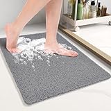 Non Slip Shower Mats for Inside Shower, 16x24 Inch, Anti-Slip Bathtub Mats for Bathroom, Foot Scrubber Loofah Bath Mats for Shower, Quick Drying Shower Stall Mats for Wet Areas (Grey)