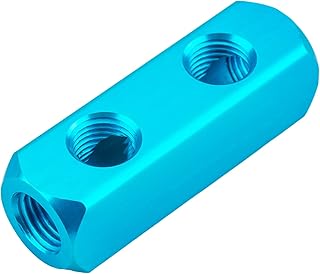 Air Manifold, 2 Way 5 Port Air Compressor Manifold, Aluminum Air Hose Inline Manifold Block Splitter, Pneumatic Manifold Air Distribution Block, NPT 1/4 Inch Supply Port, NPT 1/4 Inch Output Port