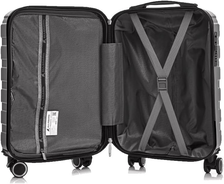 Mala de Viagem Bordo 8kg Allabard ANAC Regulamentada Avião Medidas Aceitas Voos Rodinhas 360° Removíveis (P045 Cinza)