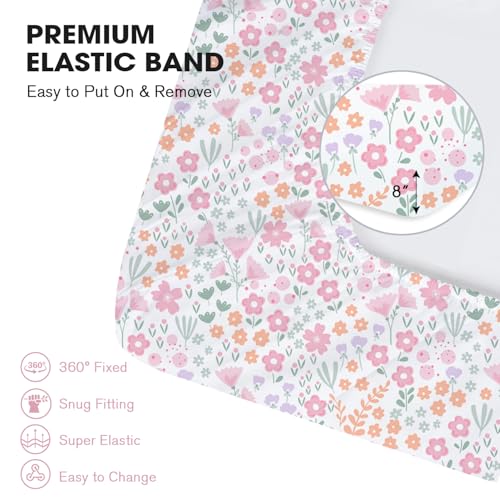 Image of Little Grape Land Crib Sheets 2 Pack, Microfiber Fitted Crib Sheet for Standard Crib Mattress 52 inchx28 inchx8 inch, Soft and Neutral Baby Crib Sheets for Boys and Girls, Breathable & Easy Care, Pink Petal