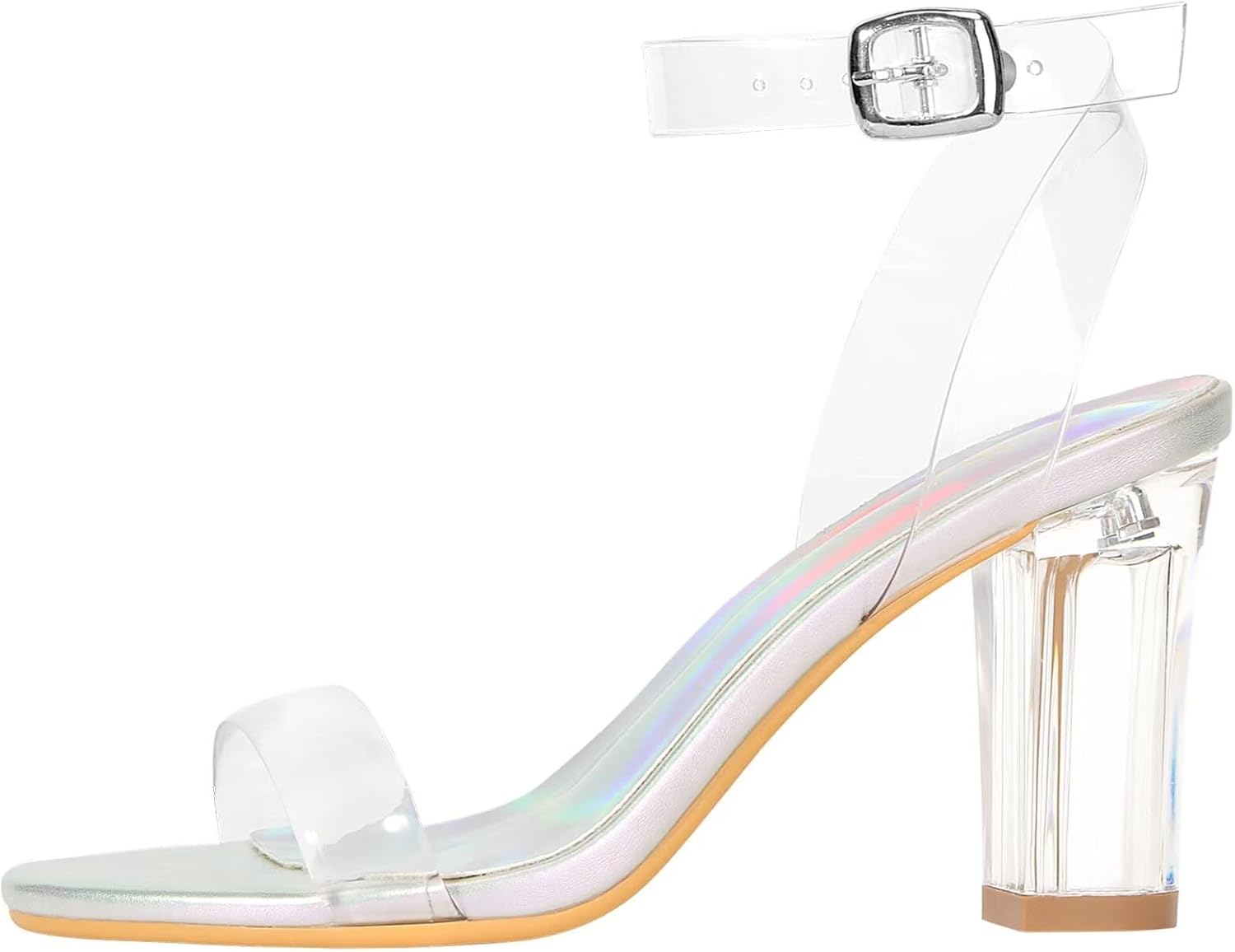 ZriEy Clear Block Sandals Chunky Heels for Women 3.35 Inch Open Toe Adjustable Ankle Strap Pump Sandals for Weddings Parties Daily Wear - Image 2
