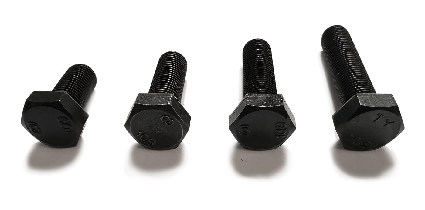 M8 X 1 Fine Pitch Hex Bolts, 10.9 Grade High Tensile Steel, Self Colour, Fully Threaded DIN961 (20, M8 X 1 X 20)