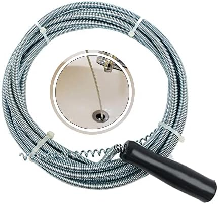 Plumbers Snake Drain Unblocker Wire Flexible Spring Wire Toilet Cleaner with Brush Plug Remover Plunger Cleaning Tool for Kitchen Tub Sink Shower Pipes Washbasins Drains Home Cleaning Equipment 2m