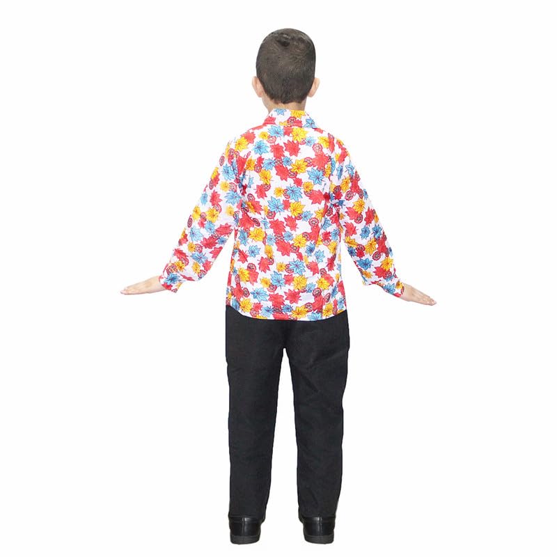 Image of Kaku Fancy Dresses Multicolor Full Sleeves Shirt for School Annual Function Dance Performance - Polka, Frill, Flower Printed Dance Costume for Boys (Only Shirt)