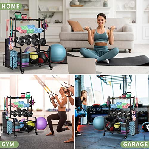 Weight Rack For Dumbbells, Dumbbell Rack Home Gym Storage Stand For Yoga Mat Kettlebells And Strength Training Fitness Equipment, Weight Holder Rack For Dumbbells With Wheels #TOP5
