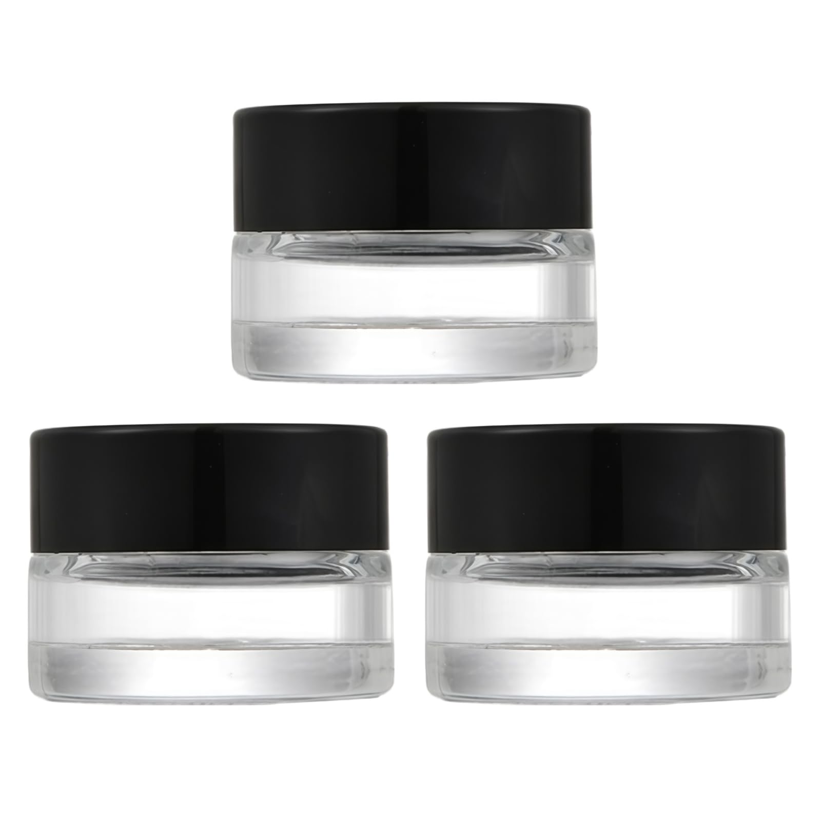 Pots en verre transparents premium 5 ml, design épuré avec bouchon noir chic