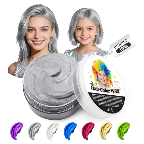 JJKOL Temporäre Silbergrau Haarfarbe Wachs, Silbergrau Haartönung Temporäre Haarfarbe, Instant Hair Cream Mud Natürliche Frisur Pomade, Styling Haartone für Männer Frauen,Haar Wachs für Fasching Party