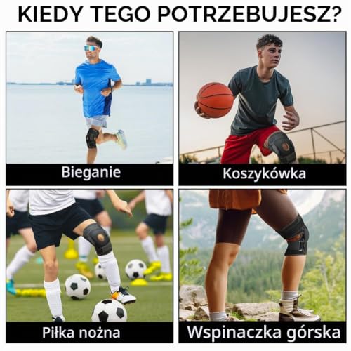 AOOWU Regulowana opaska na kolano, ortopedyczna opaska na kolana z bocznymi listwami kolanowymi z otwartymi stabilizatorami, wsparcie sportowe dla zapalenia stawów, urazów więzadeł, wędrówek