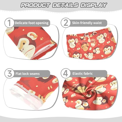 KLL Monkey Red Girls Leggings Stretchy Full Length Dance Pants Exercise3