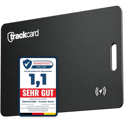 TRACKCARD® Tag AirTag Alternative Karte für Geldbeutel - Wiederaufladbar, Smart, Slim & Laut, Kompatibel mit Apple Wo Ist & Find My (iOS) iPhone Bluetooth Tracker Karte für Wallet