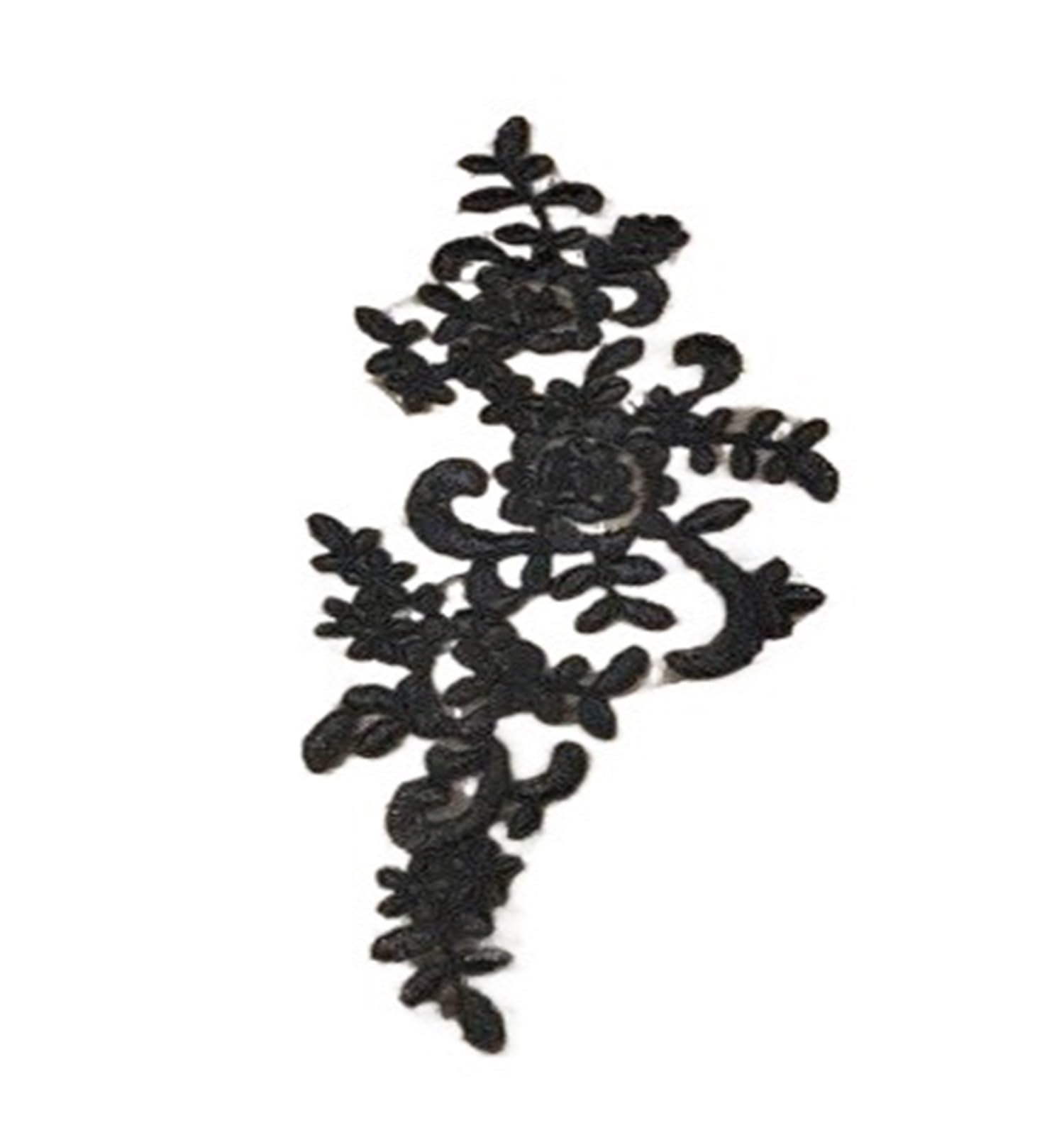 Appliques de dentelle 3D brodées ornements tête voile mariage noir 22 couleurs 5x12cm