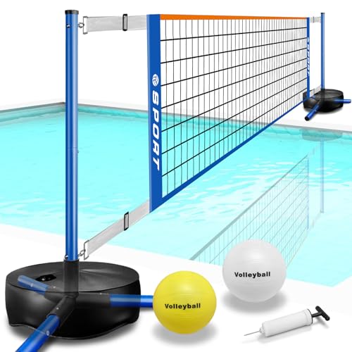 Furypiont Filet de Volleyball de Piscine Portable intérieur/extérieur avec 2 balles de Volleyball...