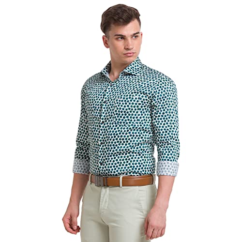Image of Park Avenue Men's Pure Cotton Print Pattern Slim Fit Cut Away Collar Full Sleeve Casual Shirt