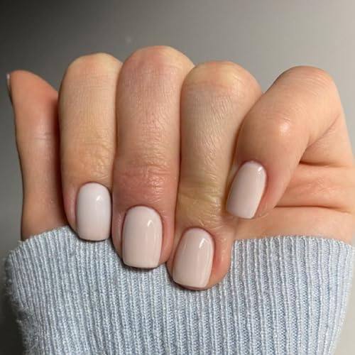 Modelones Extra Short Press on Nails, Milky White Squoval Fake Nails, Reusable Nail Kit with Nail...