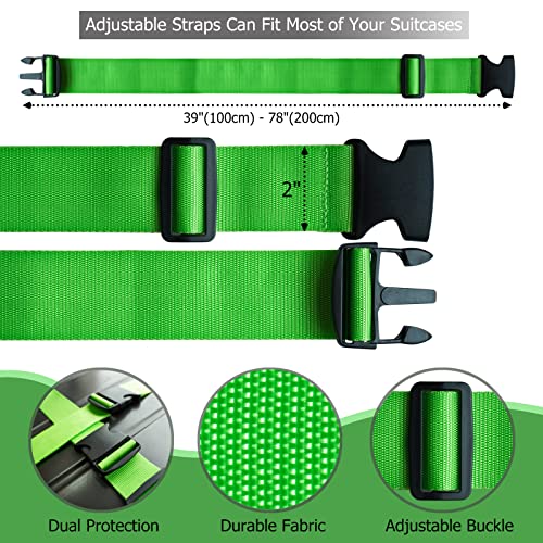 2 PCS Luggage Strap 78" x 2" Suitcase Belts Wide Adjustable Packing Straps Travel Accessories, Green - Image 5