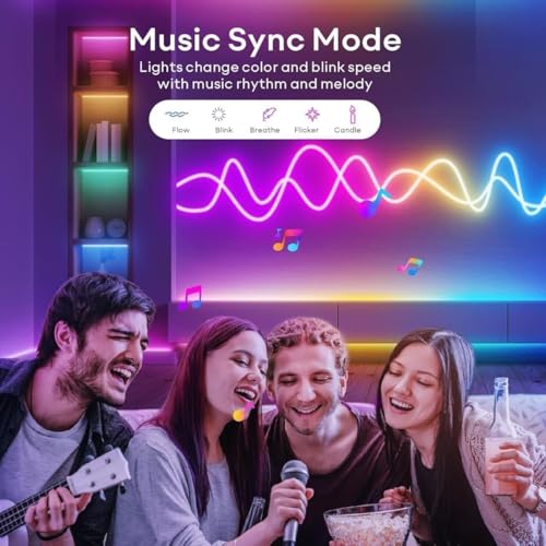 Image of FLYNGO 5 Meter Smart RGB Neon LED Strip Lights with App & Remote Control, USB Powered, Waterproof & Flexible Music Sync Rope Light for Room, Gaming, Party, Diwali & Home Decoration (5 Meter Neon)
