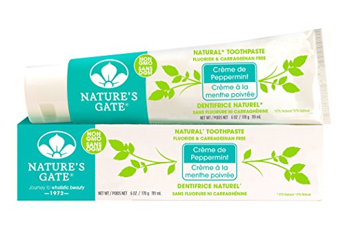 Nature's Gate Natural Toothpaste, Creme de Peppermint, Fluoride Free, Vitamin C; Vegan, Non GMO, Carageenan Free, Gluten Free, Soy Free, Paraben Free, Cruelty Free, 6 Ounce Recyclable Tube (Pack of 6)