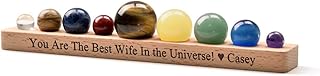 Personalized Master Free Engraving Custom Solar System 9 Planets Natural Gemstones Sphere with Wooden Stand Gift Box Desk Ornaments Home Decorations