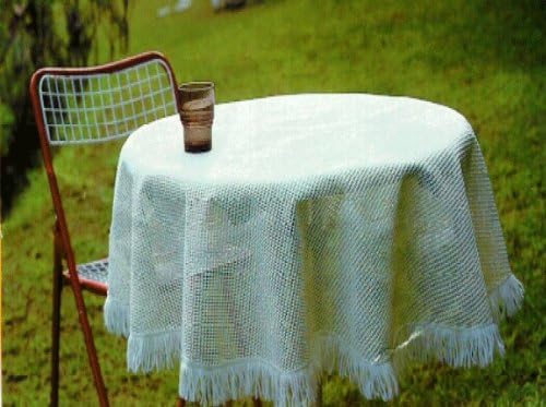 Sana Enterprises Our Crochet Non-Skid Vinyl Patio Outdoor Tablecloth Adds Elegance, Round , Ivory