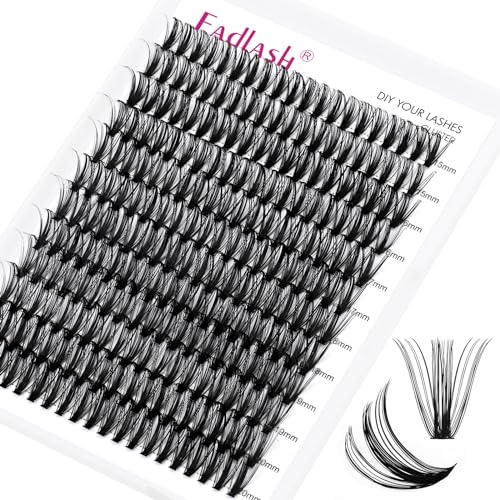 FADLASH 200pcs 0.07mm C Curl 15-20mm 50D Cluster Lashes DIY Eyelash Extensions