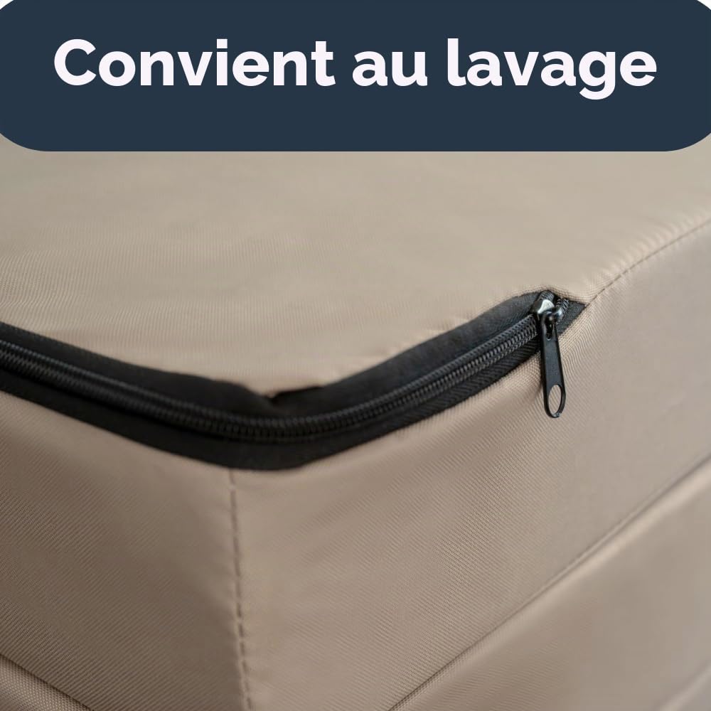 Matelas imperméable Pliable 3 pièces, Matelas de Camping, Matelas d'invités, Matelas de Sol, Matelas de Voyage, 60 x 200 x 10 cm (Beige)