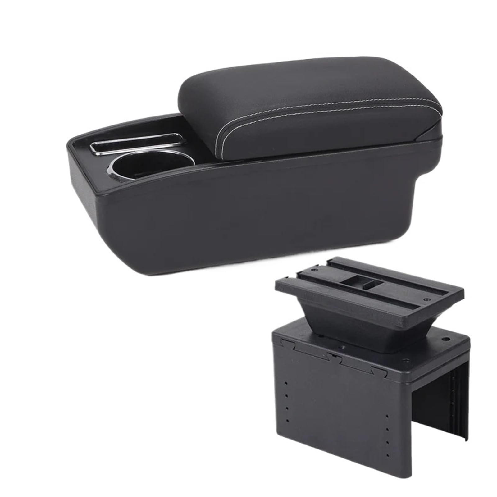 UMDJJU Universal Car Armrest Model Box Accessorie Auto Storage Modification Interior Retrofit Parts Dedicated Car Centre Console Armrest Box(C3 Black white NOUSB)