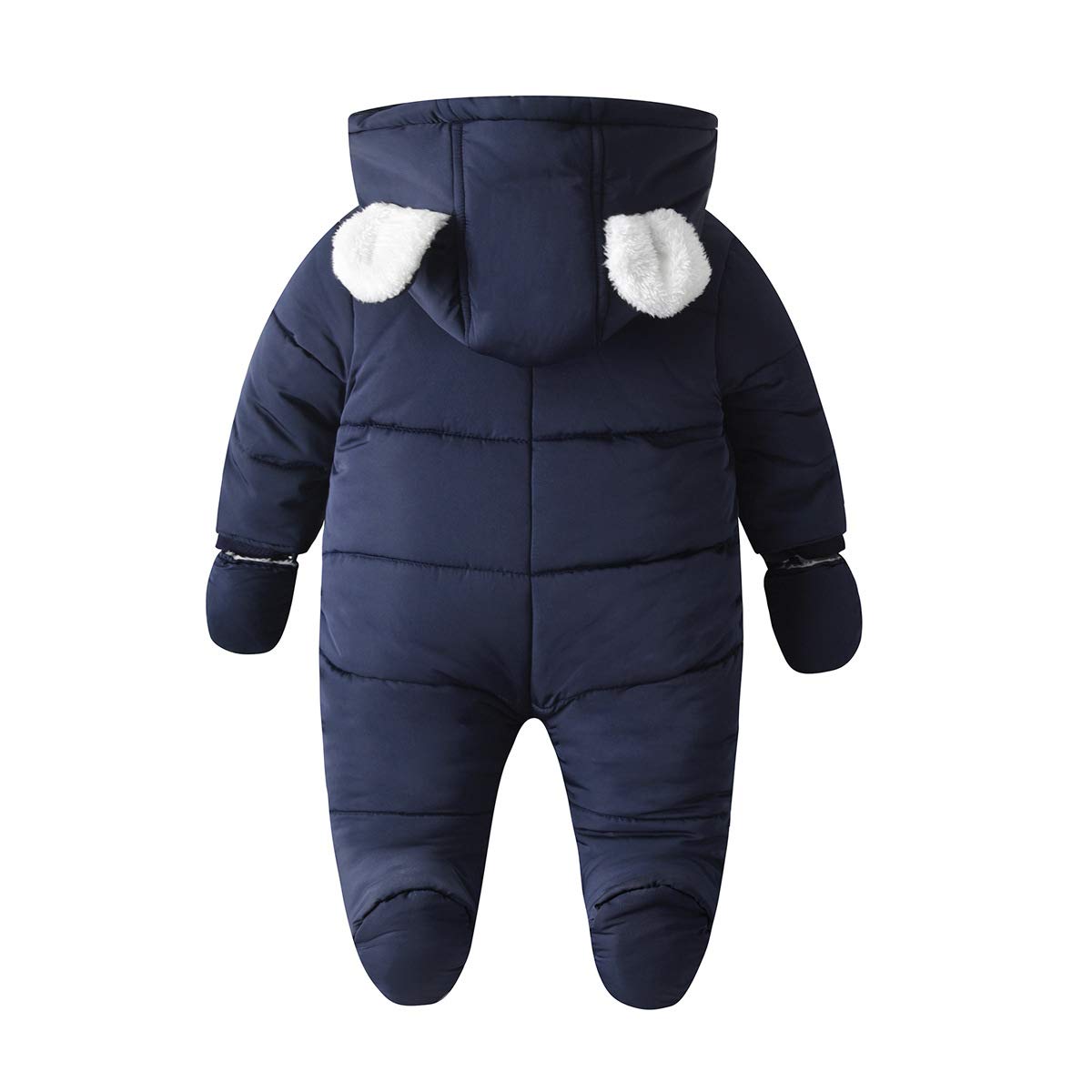 Tuta da neve per neonato da neonato Cappotto invernale termico con cerniera spessa Tuta con cappuccio antivento con cappuccio Capispalla con guanti