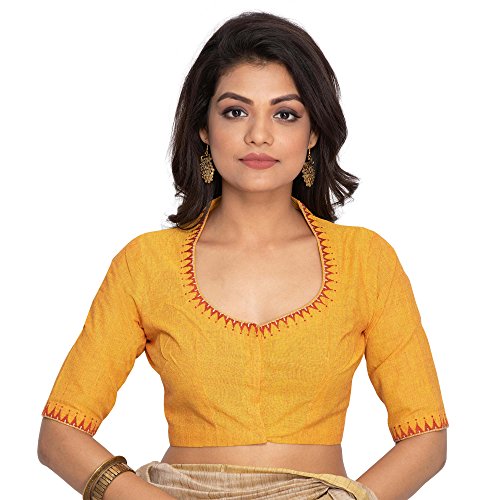 Image of RENE Women's Cotton Embroidered Half Sleeve Blouse