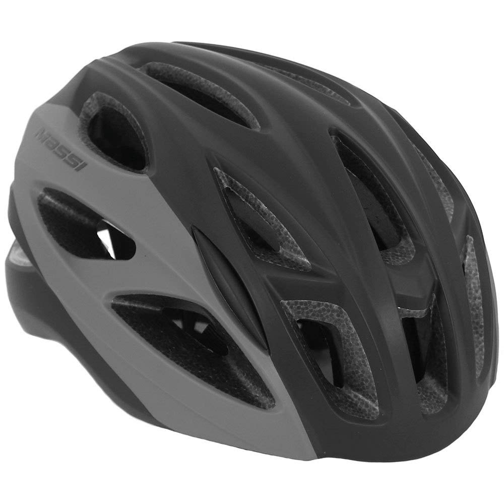 Massi Pro Casco para Bicicleta, Deportes y Aire Libre, L, Negro/Gris