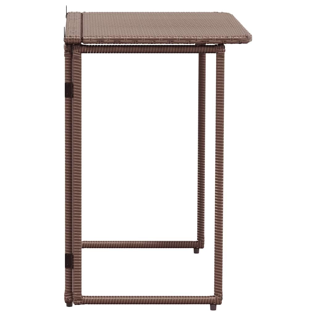 Stół ogrodowy, składany, brązowy, 90 x 51 x 75 cm, polirattan, stół balkonowy, odporny na warunki atmosferyczne, stabilny, nie zajmuje dużo miejsca, do ogrodu, na taras, kemping