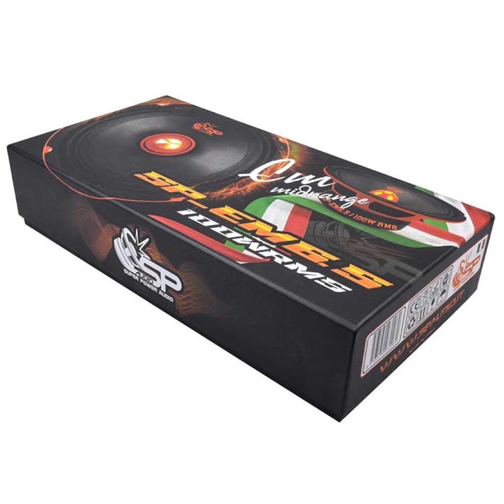 SP Audio 2 SP-EM6.5 diffusori midrange da 16,5 cm 165 mm 6,5" di diametro, 100 watt rms 200 watt max, impedenza 4 ohm, sensibilità 95 db, portiere, sportelli, auto, a coppia