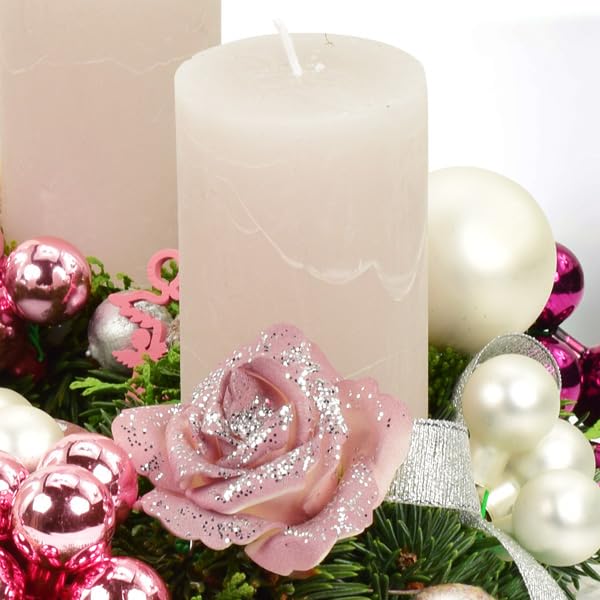 Frischer Premium-Adventskranz Märchenwald in Lila-Grau, handgebundener Kranz aus echter Nobilistanne, Durchmesser 30 cm, mit 4 hochwertigen Rustikkerzen, Adventszeit & Weihnachtsdekoration