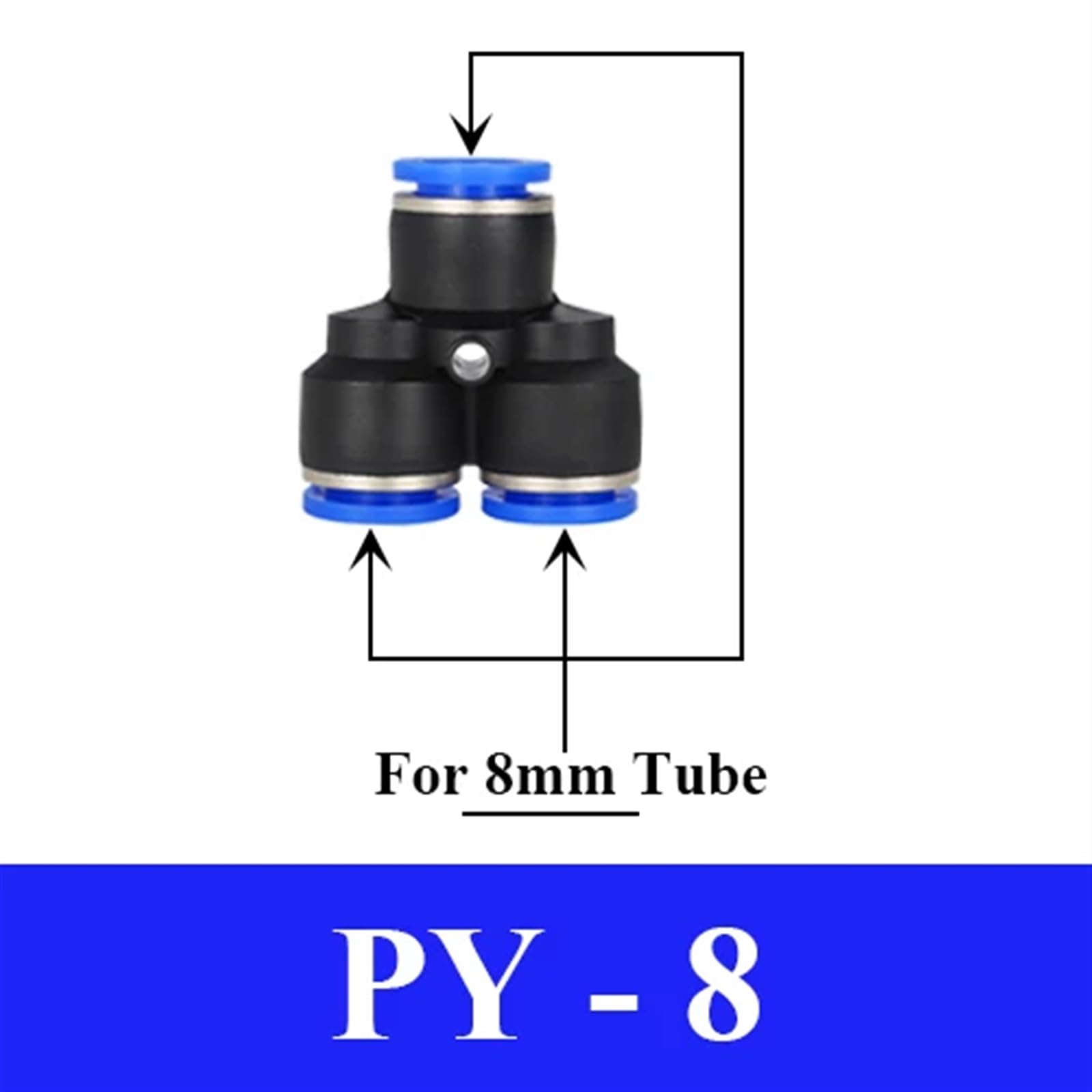 Złączki pneumatyczne Złączka powietrzna typu Y 3-drożne złącze do rur 4 mm 6 mm 8 mm 10 mm 12 mm, szybkozłączki wtykowe, 100 sztuk
