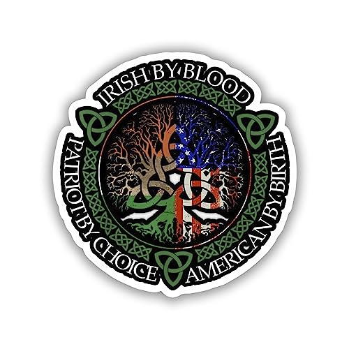 Image of 4 in. Irish by Blood American by Birth Patriot by Choice US Flag Semi-Flag Decal for Car Bumper Truck Window Laptop Auto US
