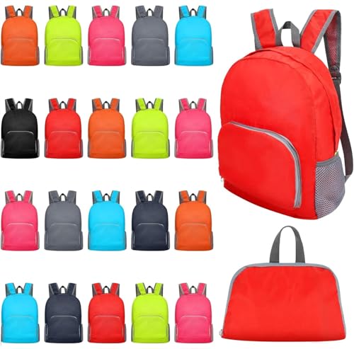 Ayearparty 24 Pcs 17 Inch Backpack in Bulk Foldable Classic Back Packs Colorful Book Bags Assorted Colors Lightweight Bookbags for Outdoor Travel...