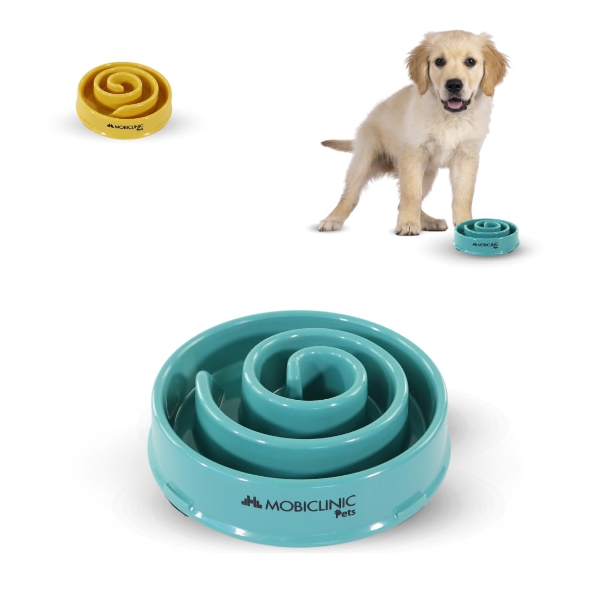Mobiclinic® Pets, Comedero Lento antivoracidad, para Perros, Antideslizante, Forma de Espiral, 19,5x4,6X 20,6cm, Bienestar digestivo, 500ml, Fácil de Limpiar, Resistente y Duradero, Gatos, Mascotas