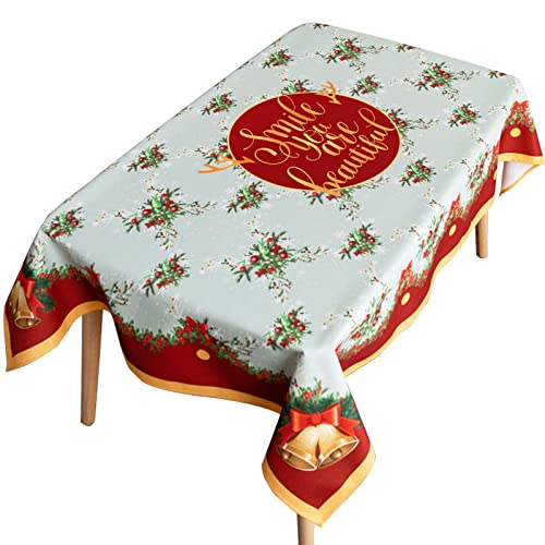 Tovaglia natalizia rettangolare tovaglia tovaglia impermeabile lavabile tovaglia antimacchia per interni ed esterni decorazioni da tavola per feste di Natale