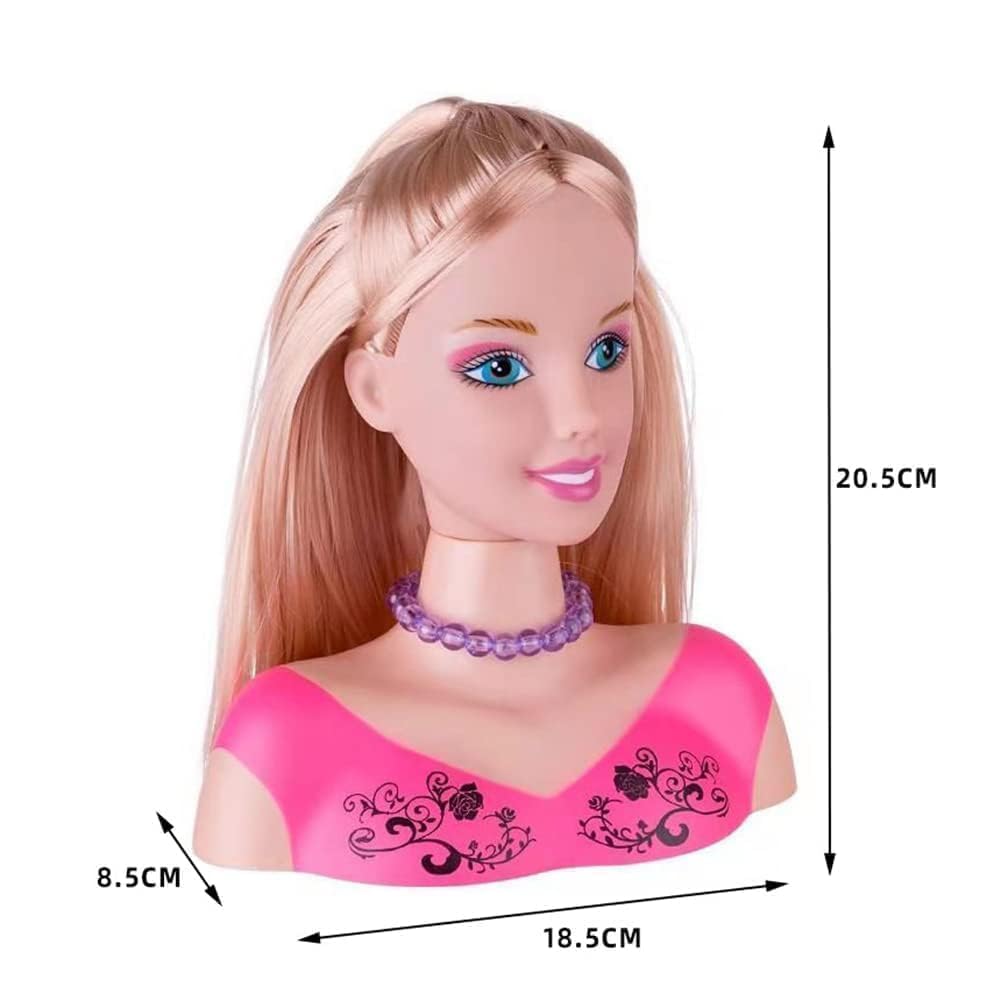 Testa per parrucchiere e trucco per bambini Pretend Playset, 34 pezzi styling testa bambola acconciatura giocattolo con asciugacapelli per bambine