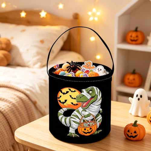 Image of ESSME Dinosaur Basket,Halloween Basket for Dinosaurs Baskets,Gifts Bins,Book Bins Empty.(Halloween Dinosaur)