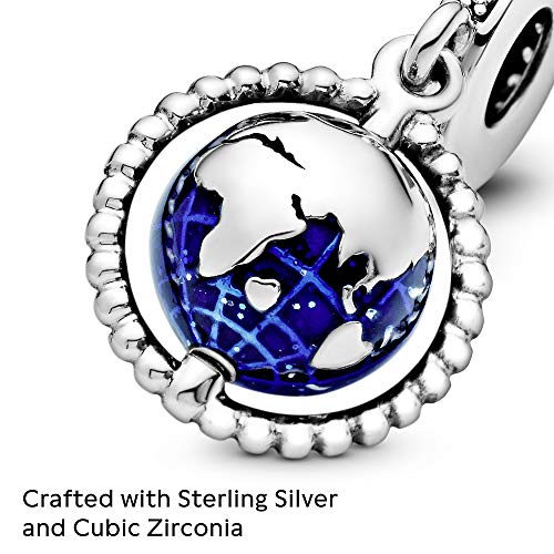 PANDORA Spinning Globe Dangle Charm - Compatible with PANDORA Moments - Sterling Silver, Enamel & Cubic Zirconia - Gift for Her - Jewelry for Women with Gift Box4