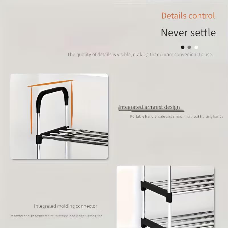 Image of 5-Tier Shoe Storage Rack | Space-Saving Free-Standing Shoe Organizer | Durable Metal Frame with Open Shelves | Ideal for Entryway, Closet, Bedroom fvewv (HANDRAIL-Black)