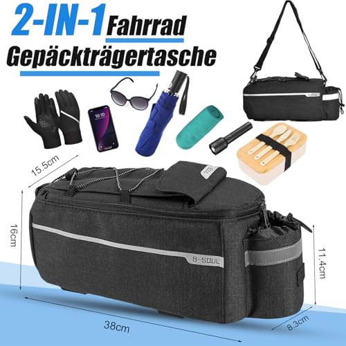 Finew Fahrrad Gepäckträgertasche 10L Isoliertasche Gepäckträgertasche Multifunktionale Hinter Gepäcktasche Wasserdicht Rücksitztasche mit Regenschutz Reflektierend, Schnell Abnehmbare (Patent)