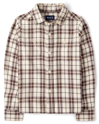 Image of The Children's Place Boys Long Sleeve Plaid Flannel Button Up Shirt